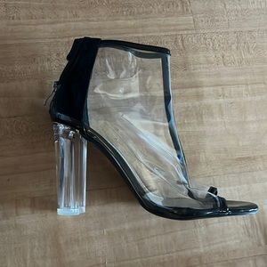Hot Tomato Black and Clear Ankle Boots Size 
9M